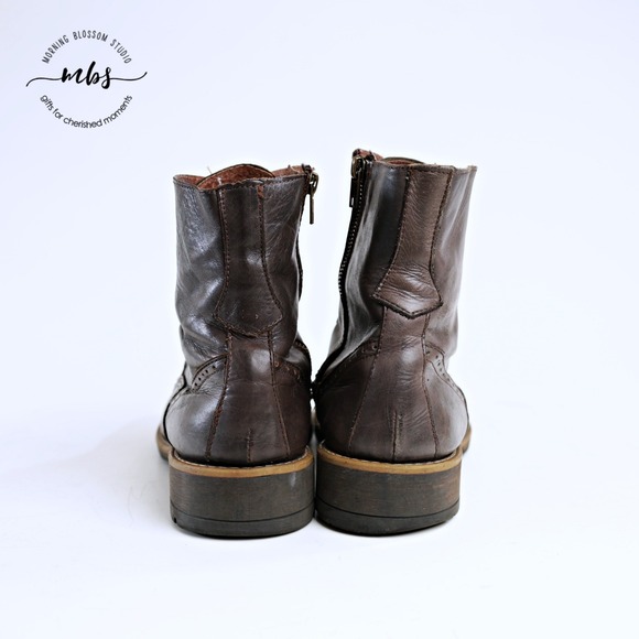 Steve Madden Nathen Lace Up Leather Cap Toe Brogue Combat Boots Brown Men 10D main image 9